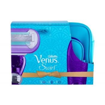 Gillette Venus Swirl zestaw Maszynka do golenia z jedną głowicą 1 szt. + zapasowa głowica 2 szt. + kosmetyczka dla kobiet Uszkodzone pudełko