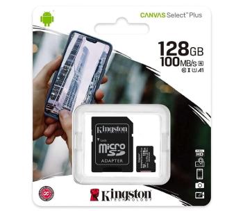 Kingston SDCS2/128GB- MicroSDXC 128GB Canvas Select Plus U1 100MB/s + SD adapter