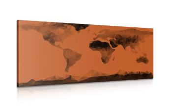 Obraz mapa świata w stylu wielokąta w odcieniu pomarańczowym - 120x60