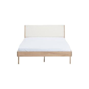 Łóżko z litego drewna dębowego z białym zagłówkiem Gazzda Fawn, 180x200 cm