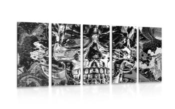5-częściowy obraz artystyczna czaszka w wersji czarno-białej - 100x50
