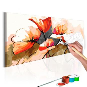 Obraz malowanie po numerach delikatne maki - Flowers: Delicate Poppies - 100x40