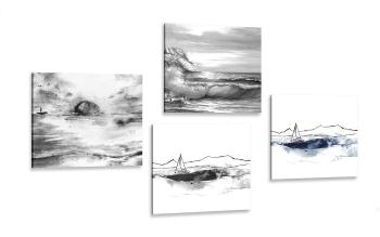 Zestaw obrazów morze w imitacji obrazu olejnego - 4x 60x60