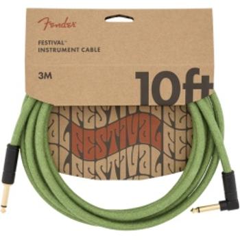 Fender Festival 10 Angle Cable Hemp Green Kabel Instrumentalny 3m