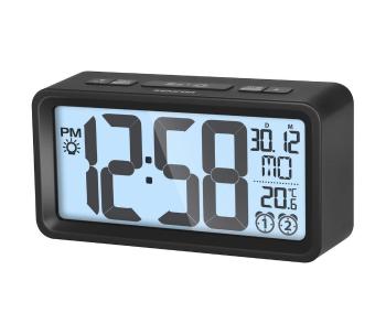 Sencor - Budzik z wyświetlaczem LCD z termometrem 2xAAA czarny