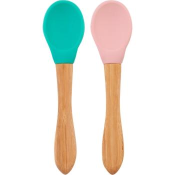 Minikoioi Spoon with Bamboo Handle łyżeczka Green / Pink 2 szt.