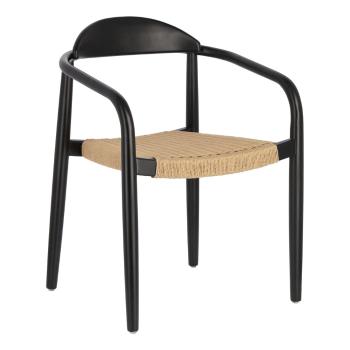Beżowo-czarne krzesło ogrodowe z drewna eukaliptusa Kave Home Glynis