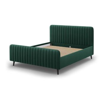 Zielone tapicerowane łóżko dwuosobowe ze stelażem 180x200 cm Lily – Micadoni Home