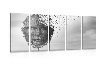 5-częściowy obraz abstrakcyjna twarz w formie drzewa - 100x50