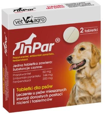 VET-AGRO InPar Tabletki na odrobaczanie psa pasożyty wewnętrzne 2 szt