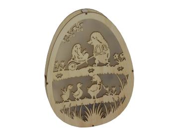 Dekoracyjne jajko rzeźbione Gąski - beżowy, gęsi - Rozmiar 22x3x18,3cm
