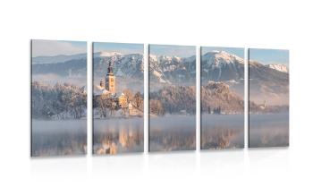 5-częściowy obraz kościół nad jeziorem Bled w Słowenii