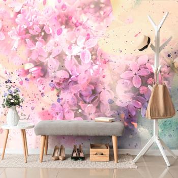 Samoprzylepna tapeta różowa gałązka kwiatów - 375x250