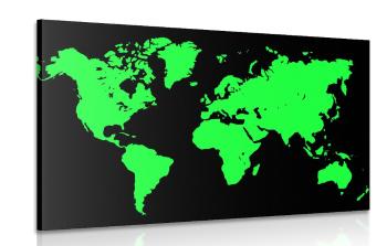 Obraz zielona mapa na czarnym tle - 120x80