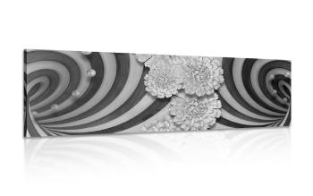 Obraz abstrakcyjna spirala w wersji czarno-białej - 120x40