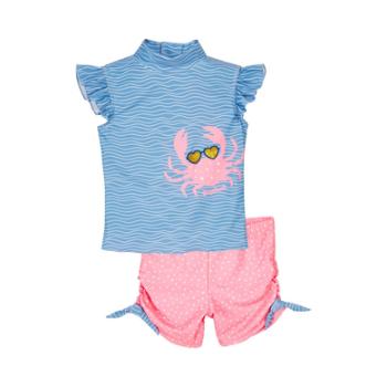 Playshoes Zestaw kąpielowy z ochroną UV krab niebiesko-różowy