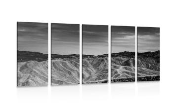 5-częściowy obraz Park Narodowy Death Valley w wersji czarno-białej