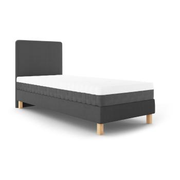 Ciemnoszare łóżko jednoosobowe Mazzini Beds Lotus, 90x200 cm