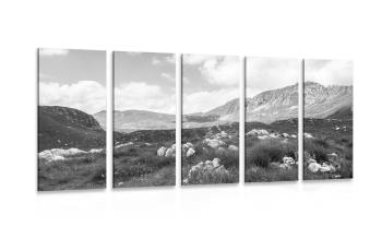 5-częściowy obraz dolina w Czarnogórze w wersji czarno-białej