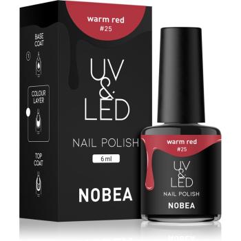 NOBEA UV & LED Nail Polish zelowy lakier do paznokcji z UV / przy użyciu lampy LED błyszczący odcień Warm red #25 6 ml