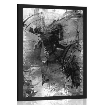 Plakat nowoczesne malowanie medialne w czerni i bieli - 60x90 silver