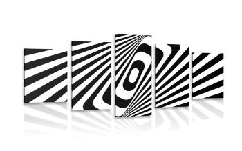 5-częściowy obraz czarno-biała iluzja - 200x100