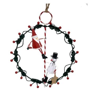 Wieniec świąteczny ø 14 cm Santa & Snowman on Wreath – G-Bork
