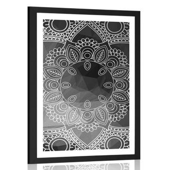Plakat z passe-partout czarno-biała Mandala - 20x30 black