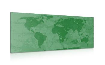 Obraz rustykalna mapa świata w kolorze zielonym - 100x50