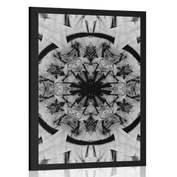 Plakat Abstrakcja mandali w czerni i bieli - 30x45 silver