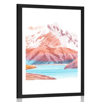 Plakat z passe-partout piękny górski krajobraz - 20x30 white