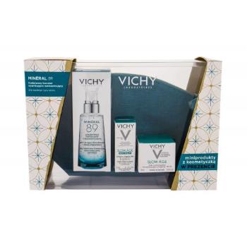 Vichy Minéral 89 zestaw Serum do twarzy 50 ml + Krem na dzień Slow Age SPF30 15 ml + Krem na noc Slow Age 3 ml + Kosmetyczka dla kobiet