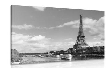 Obraz piękna panorama Paryża w wersji czarno-białej - 60x40