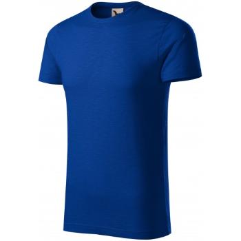 T-shirt męski, teksturowana bawełna organiczna, królewski niebieski, L
