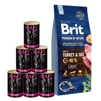 BRIT Premium By Nature Light 15 kg + mokra karma z indykiem 6x1240 g
