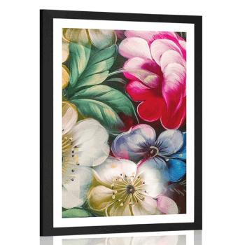 Plakat z passe-partout magiczny świat kwiatów - 30x45 black