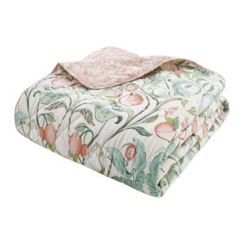 Zielono-różowa narzuta na łóżko małżeńskie 220x230 cm Clarence Floral - Catherine Lansfield