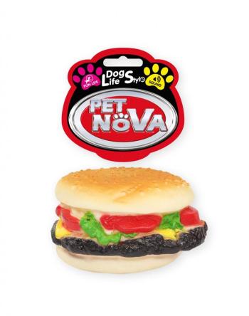 PET NOVA Hamburger 9 cm gumowa piszczałka dla psa