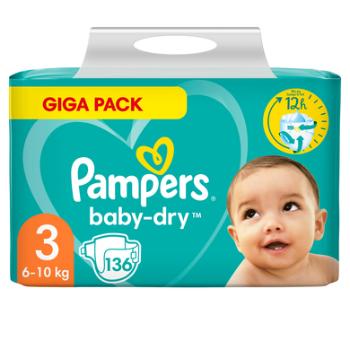 Pampers Baby Dry, rozmiar 3 Midi, 6-10kg, 136 pieluszek