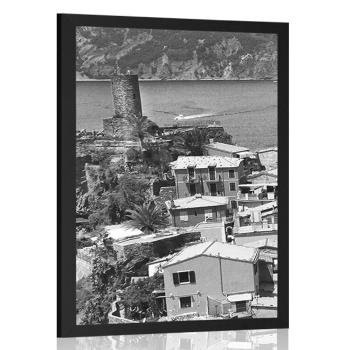 Plakat czarno-białe wybrzeże Włoch - 30x45 silver