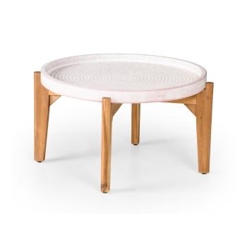 Ogrodowy stolik z różowym betonowym blatem Bonami Selection Bari, ø 70 cm