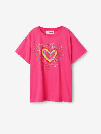 Desigual Heart Koszulka dziecięce Różowy