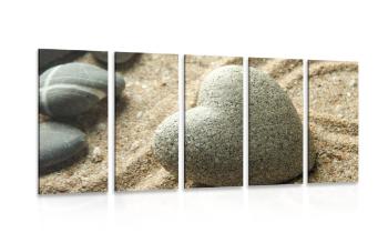 5-częściowy obraz kamień Zen w kształcie serca - 100x50
