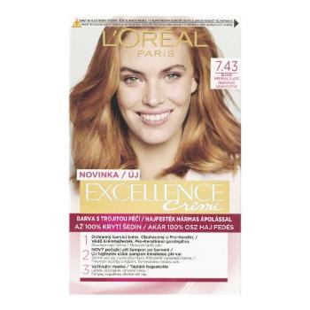 L'Oréal Paris Excellence Creme Triple Protection 48 ml farba do włosów dla kobiet 7,43 Dark Copper Gold Blonde