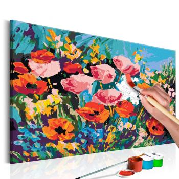 Obraz malowanie po numerach kwiaty na łące - Colourful Meadow Flowers - 60x40