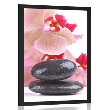 Plakat spa kamienie i orchidea - 40x60 black