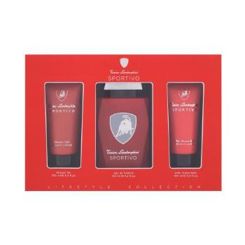 Lamborghini Sportivo zestaw Edt 125 ml + Żel pod prysznic 100 ml + Balsam po goleniu  100 ml dla mężczyzn Uszkodzone pudełko