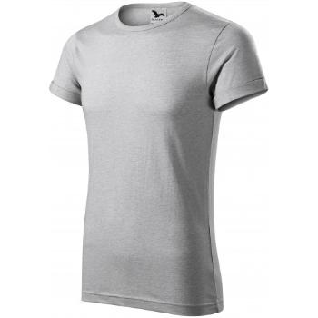T-shirt męski z podwiniętymi rękawami, srebrny marmur, M