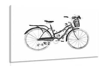 Obraz czarnobiała ilustracja retro roweru - 120x80