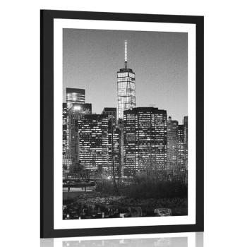 Plakat z passe-partout centrum Nowego Jorku w czerni i bieli - 30x45 black